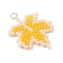 Glass Seed Beaded Maple Leaf Pendants&nbsp;PALLOY-MZ00889-01