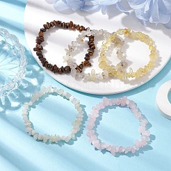 12 Constellation Natural Mixed Gemstone Chip Beaded Stretch Bracelets Sets for Women Men&nbsp;BJEW-JB10264-07
