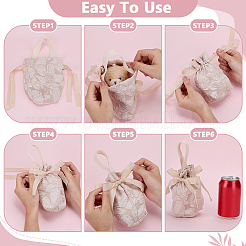 Canvas Cloth Candy Drawstring Pouches with Rope Handle&nbsp;ABAG-WH0083-004A