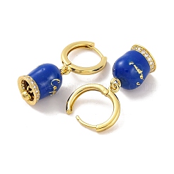 Bell Brass & Enamel Hoop Earrings for Women&nbsp;EJEW-U015-25G-D