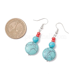 Brass Synthetic Turquoise Dangle Earrings&nbsp;EJEW-JE06535