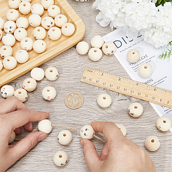 100Pcs Printed Wood European Beads&nbsp;WOOD-GF0002-06