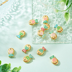 12Pcs 4 Colors Baking Paint Glass Enamel Beads&nbsp;GLAA-TA0004-29