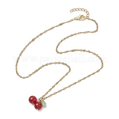Natural Carnelian(Dyed & Heated) Cherry Pendant Necklaces&nbsp;NJEW-JN05101
