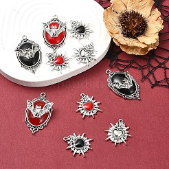 10Pcs 5 Styles Halloween Theme Alloy Resin Pendants&nbsp;FIND-YW0006-14