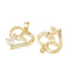 Mother's Day Brass Micro Pave Clear Cubic Zirconia Pendants&nbsp;KK-F931-20A-G