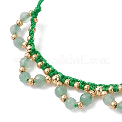 Flower Glass Seed Beads & Natural Green Aventurine Beaded Bracelets&nbsp;BJEW-MZ00222-01