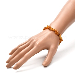 Natural Amber Chip Beads Stretch Bracelet for Kid&nbsp;BJEW-JB06819-01