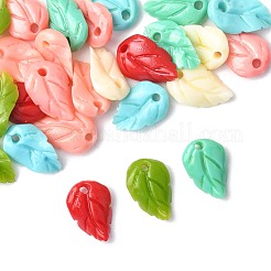 28Pcs 7 Colors Synthetic Coral Dyed Leaf Charms&nbsp;CORA-FS0001-01