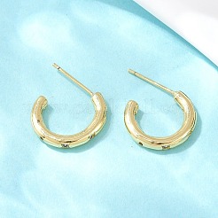 C-Shaped Brass Clear Cubic Zirconia Stud Earrings&nbsp;EJEW-A156-10A-G