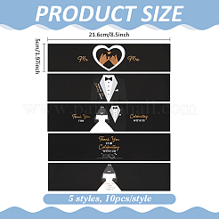 50Pcs 5 Styles Paper Stickers&nbsp;STIC-PH0001-01A