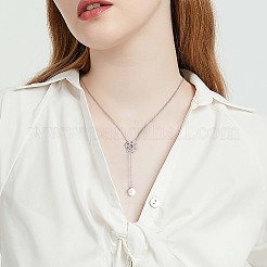Anti-Tarnish Christmas Snowflake with Pearl Tassel Pendant Lariat Necklace&nbsp;JN1055A