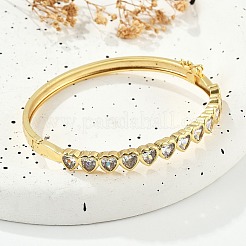 Brass Micro Pave Clear Cubic Zirconia Hinged Bangles for Women&nbsp;BJEW-K274-02G
