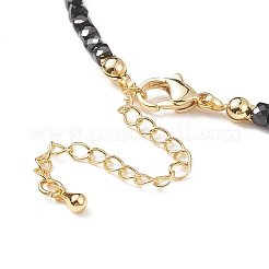 Natural Black Spinel Cube Beaded Necklace for Women&nbsp;NJEW-JN04111-04