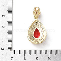 Brass Micro Pave Red Cubic Zirconia Pendants&nbsp;KK-A299-11G