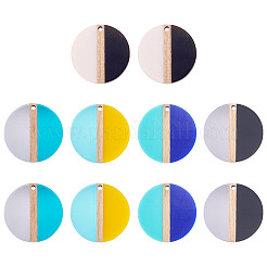 10Pcs 5 Colors Transparent & Opaque Resin & Wood Pendants&nbsp;RESI-TA0004-67