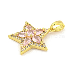 Star Rack Plating Brass Cubic Zirconia Pendants&nbsp;KK-M291-10G