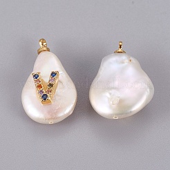 Natural Cultured Freshwater Pearl Pendants&nbsp;PEAR-F008-32G-V
