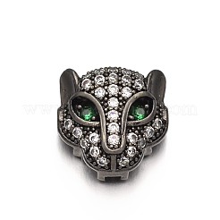 Rack Plating Brass Micro Pave Cubic Zirconia Leopard Hollow Beads&nbsp;ZIRC-I012-18-RS