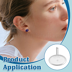 4 Pairs 925 Sterling Silver Stud Earring Findings&nbsp;STER-BC0003-92P