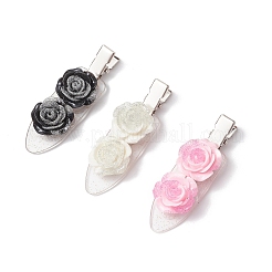 3Pcs 3 Colors Flower Alloy & Plastic Alligator Hair Clips&nbsp;PHAR-JH00132