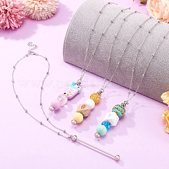 4Pcs Brass Satellite Chain Necklaces&nbsp;NJEW-TAC0022