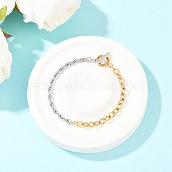 304 Stainless Steel Cable & Rope Chain Bracelets for Women&nbsp;BJEW-K279-03GP