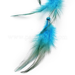 Indian Woven Web/Net with Feather Hanging Ornaments&nbsp;HJEW-G025-08B