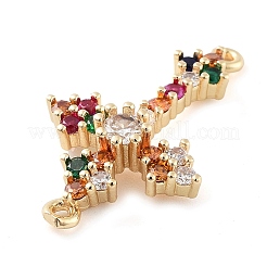 Brass Pave Colorful Glass Connector Charms&nbsp;KK-Q811-04KCG