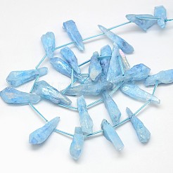 Electroplate Gemstone Natural Quartz Crystal Beads Strands&nbsp;G-L135-02