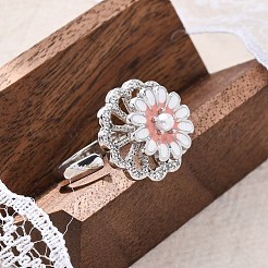 Dasiy Rotatable Open Cuff Rings for Women&nbsp;RJEW-C118-06P