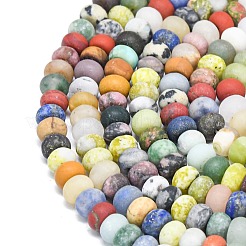 Natural Blue Spot Jasper & Dalmatian Jasper & White Jade Beads Strands&nbsp;G-P575-A30-6x4mm-01