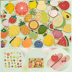 120Pcs 30 Styles Light Gold Tone Alloy Enamel Pendants&nbsp;ENAM-PH0002-68