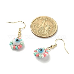 Glass Seed & Lampwork Evil Eye Dangle Earring&nbsp;EJEW-JE05294