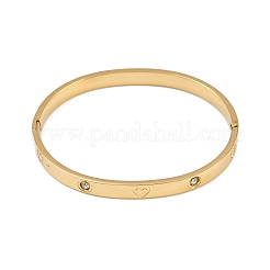 201 Stainless Steel with Rhinestone Bangles for Women&nbsp;X-BJEW-B138-04G