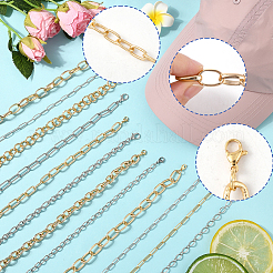 12Pcs 12 Styles 304 Stainless Steel & Aluminum Cable Chains Baseball Cap Chain&nbsp;HJEW-SC0002-50