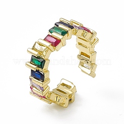 Colorful Cubic Zirconia Open Cuff Rings&nbsp;EJEW-F294-20G
