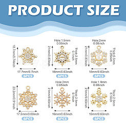 36Pcs 6 Styles Alloy Micro Pave Clear Cubic Zirconia Snowflake Pendants&nbsp;FIND-TA0009-86