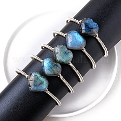 Hand-woven Natural Labradorite Alloy Cuff Bangles&nbsp;PW-WGEEB8F-01