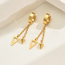 Fashionable Retro Geometric Cone Triangle Tassel 201 Stainless Steel Hoop Earrings&nbsp;JW1667