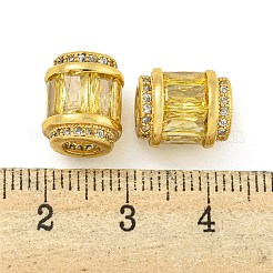 Rack Plating Brass Micro Pave Cubic Zirconia European Beads&nbsp;KK-F089-31G-06