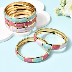 304 Stainless Steel Enamel Hinged Bangles&nbsp;BJEW-D408-44G