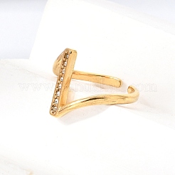 304 Stainless Steel Rhinestone Cuff Open Rings for Women&nbsp;RB-CBA2039-06G