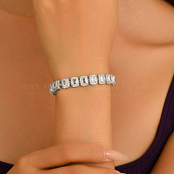 Luxury Brass Pave Clear Cubic Zirconia Rectangle Tennis Bracelets for Women&nbsp;VA2741