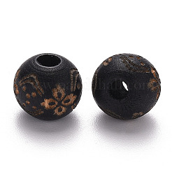 Painted Natural Wood Beads&nbsp;X-WOOD-N006-03A-10
