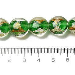 Handmade Gold Foil and Silver Foil Lampwork Flat Round Beads&nbsp;FOIL-C001-02B