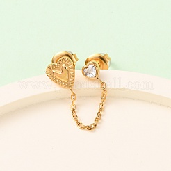 304 Stainless Steel Heart Stud Earring & Hoop Earring Sets&nbsp;EJEW-K268-93G-01-1