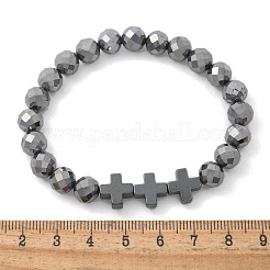 Natural Titanium Hertz Beads Stretch Bracelets for Women Men&nbsp;BJEW-R015-01