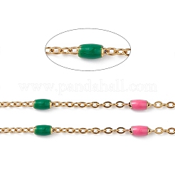 304 Stainless Steel Curb Chains with Enamel Barrel Link&nbsp;CHS-P016-34G