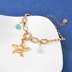 Starfish 304 Stainless Steel Charm Bracelets&nbsp;BJEW-C135-02G